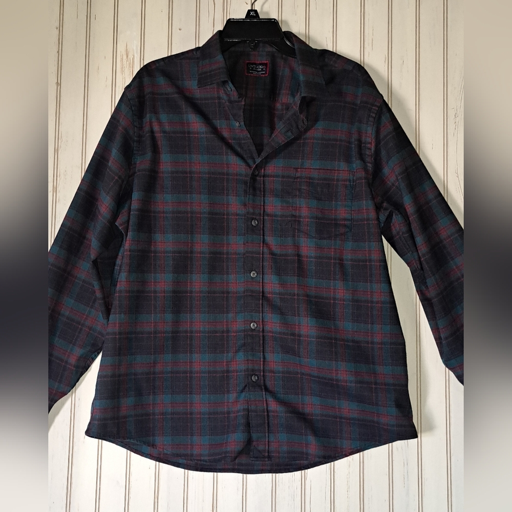 Mens UNTUCKit Flannel Shirt X-Large Grey  Plaid Long Sleeve Button-Up Cozy Fall